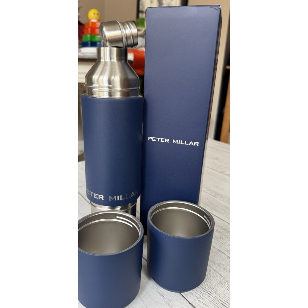Peter Millar Limited Edition Insulated Thermos Navy Blue MSRP $125 - Picture 2 of 8